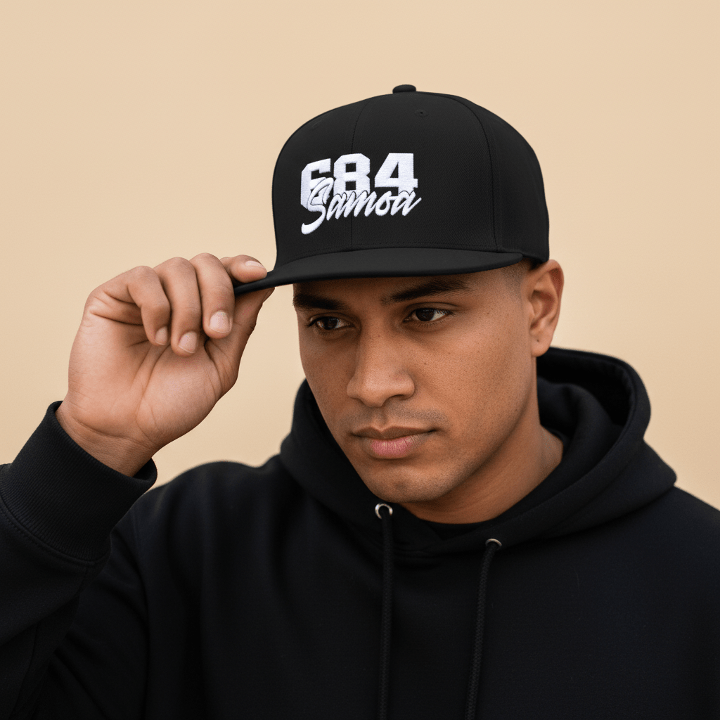 Flat Bill Snapback Hat - 684 Samoa - Black Embroidery - AU/NZ/USA - The Koko Samoa