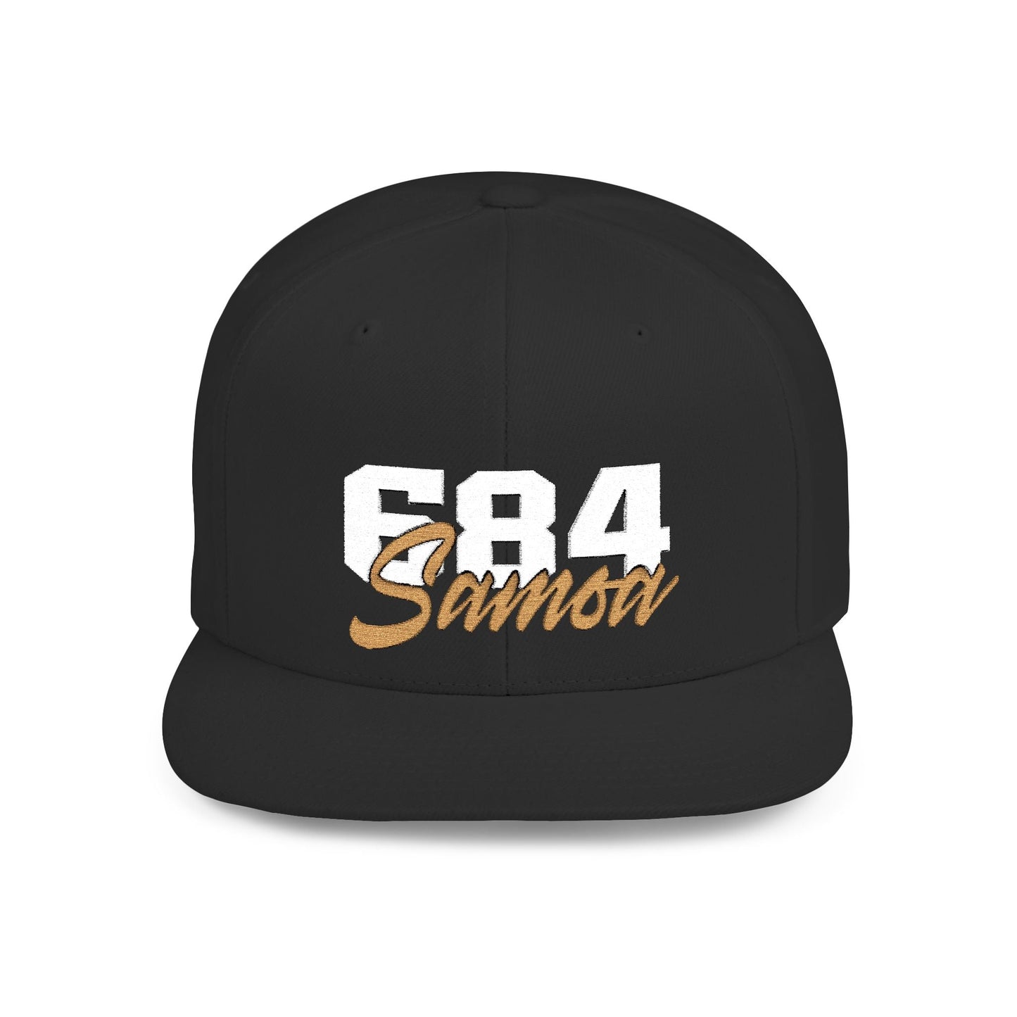 Flat Bill Snapback Hat - 684 Samoa - White & Gold Embroidery - AU/NZ/USA - The Koko Samoa