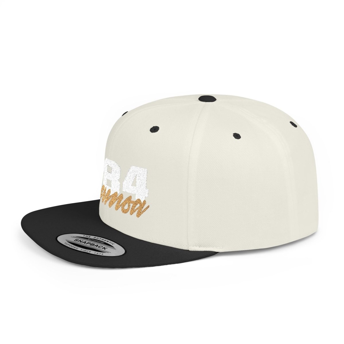 Flat Bill Snapback Hat - 684 Samoa - White & Gold Embroidery - AU/NZ/USA - The Koko Samoa