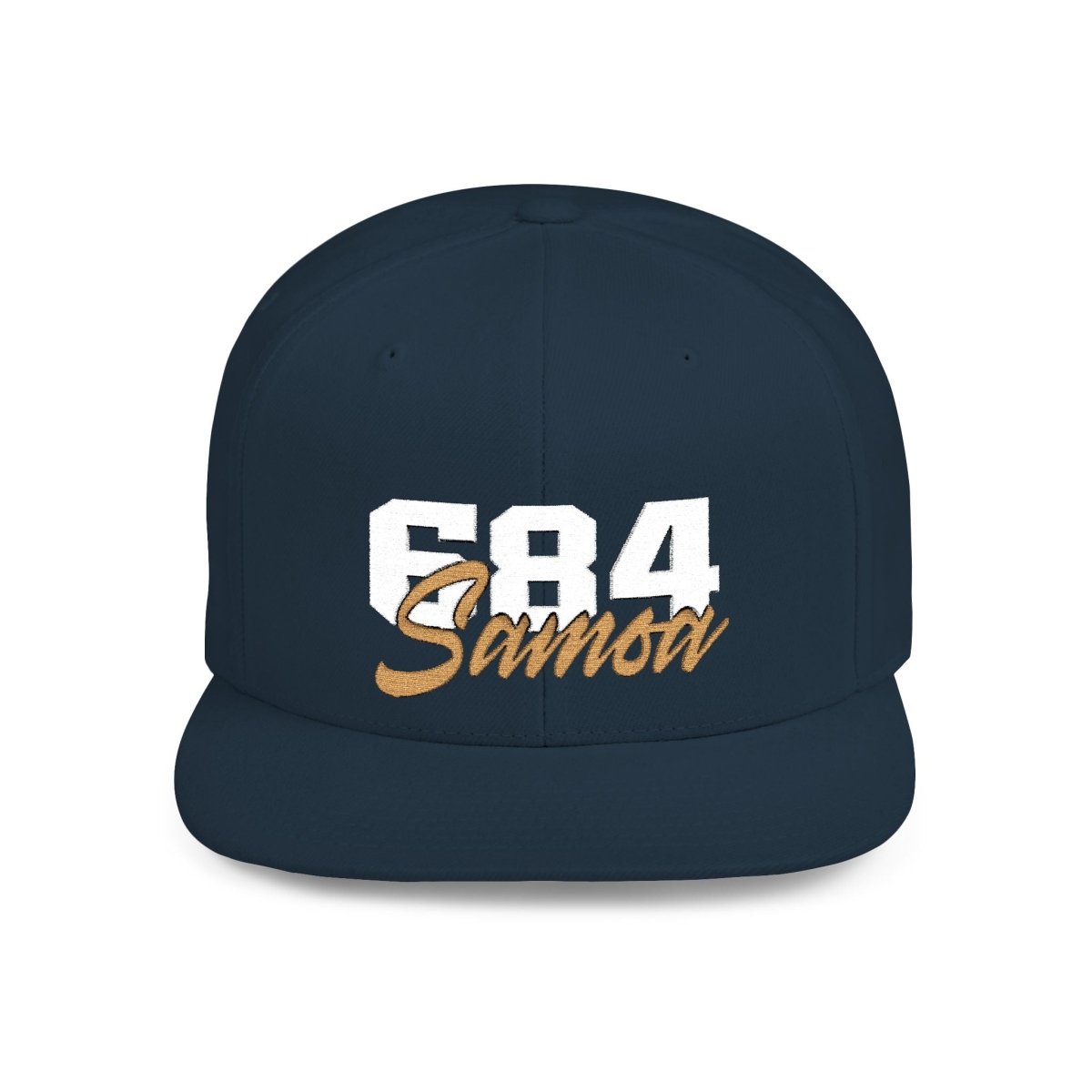 Flat Bill Snapback Hat - 684 Samoa - White & Gold Embroidery - AU/NZ/USA - The Koko Samoa