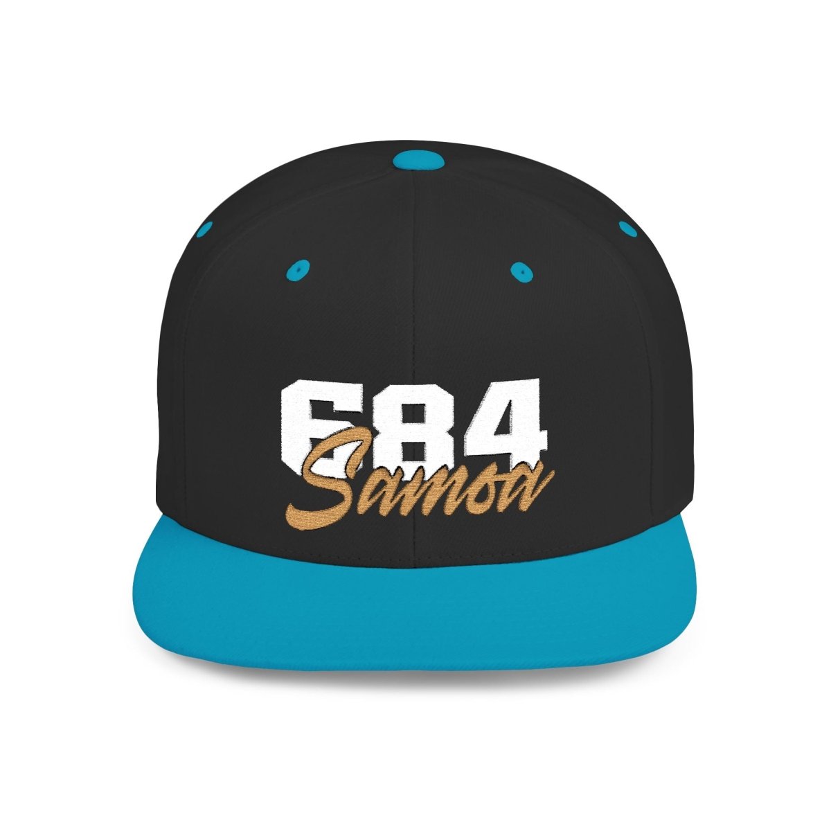 Flat Bill Snapback Hat - 684 Samoa - White & Gold Embroidery - AU/NZ/USA - The Koko Samoa