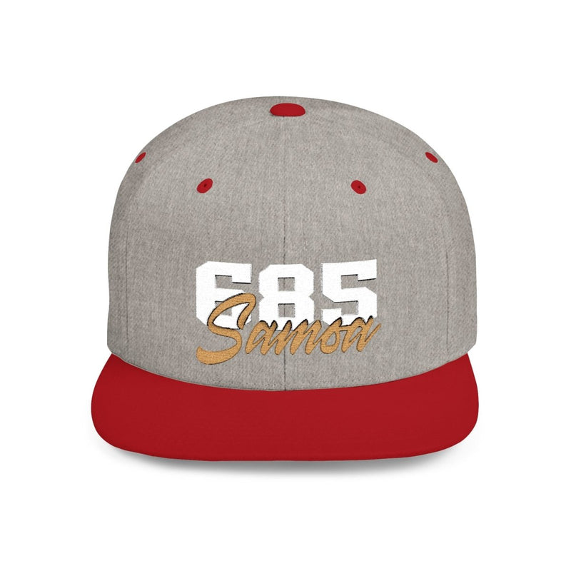 Flat Bill Snapback Hat - 685 Samoa - White & Gold Embroidery - AU/NZ/USA - The Koko Samoa