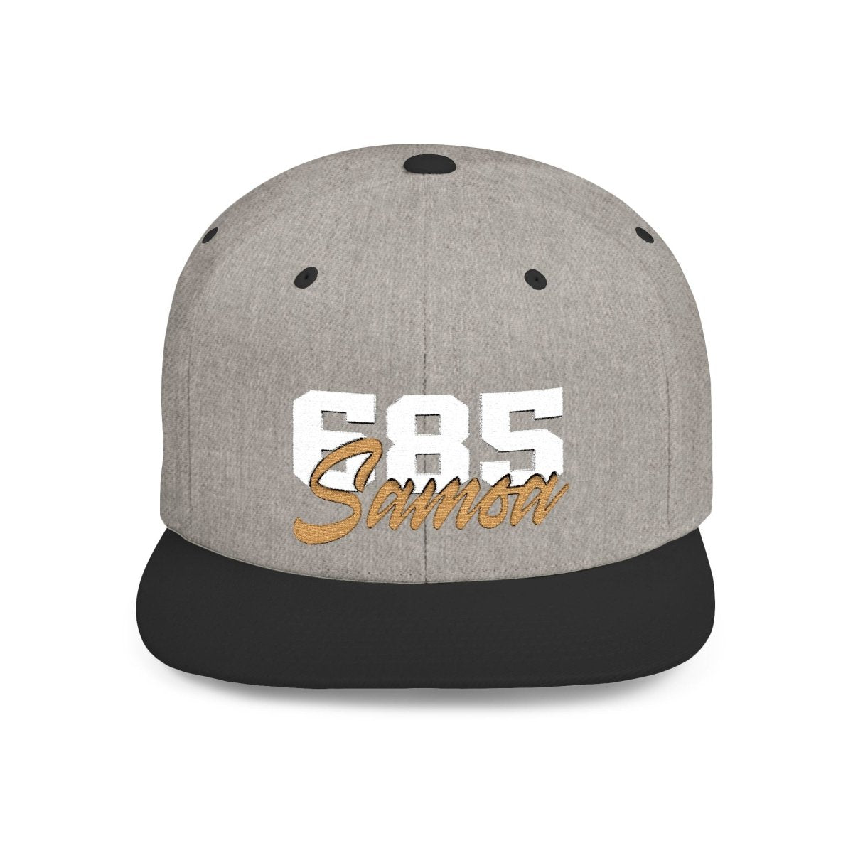 Flat Bill Snapback Hat - 685 Samoa - White & Gold Embroidery - AU/NZ/USA - The Koko Samoa