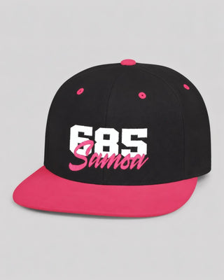 Flat Bill Snapback Hat - 685 Samoa - White & Neon Pink Embroidery - AU/NZ/USA - The Koko Samoa