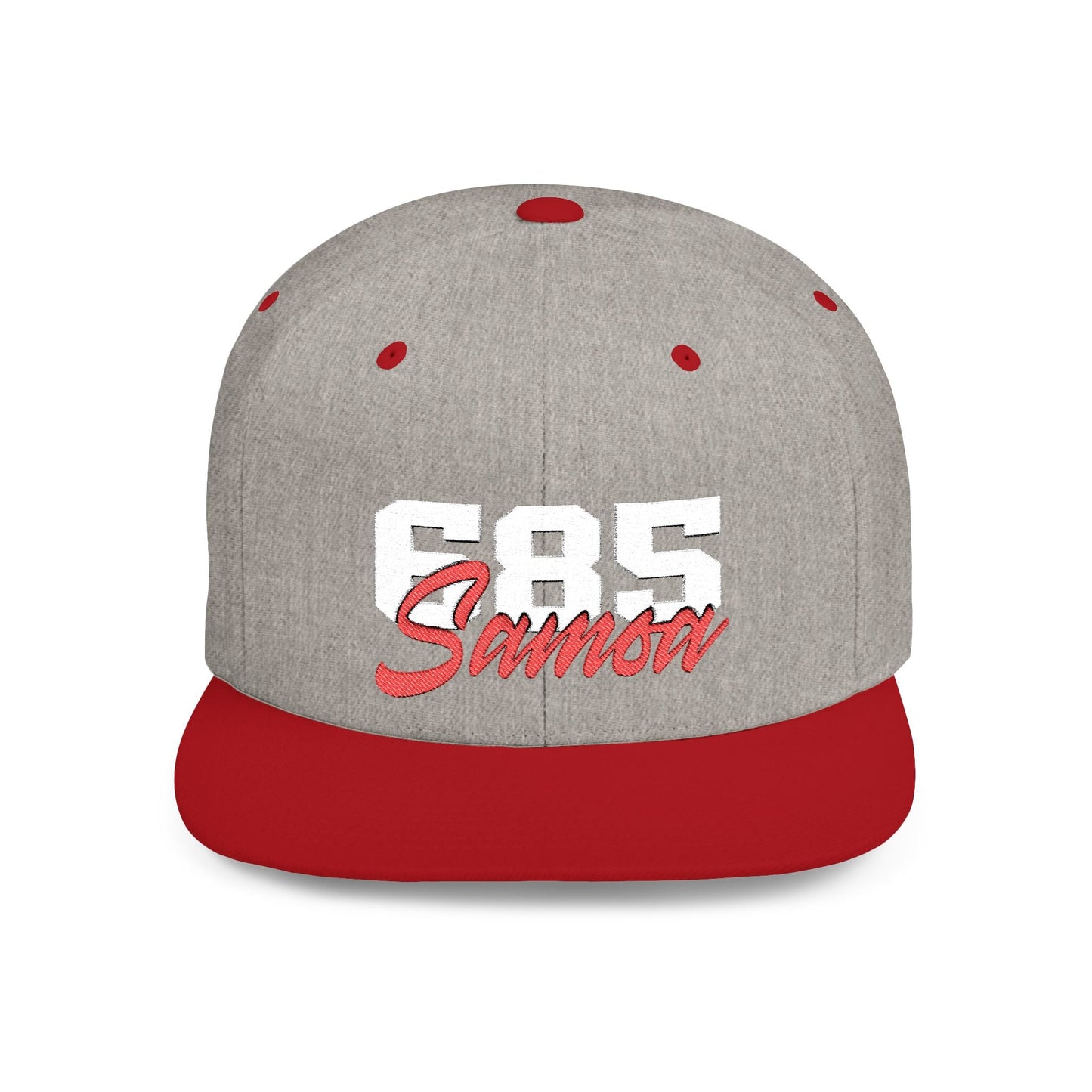 Flat Bill Snapback Hat - 685 Samoa - White & Red Embroidery - AU/NZ/USA - The Koko Samoa