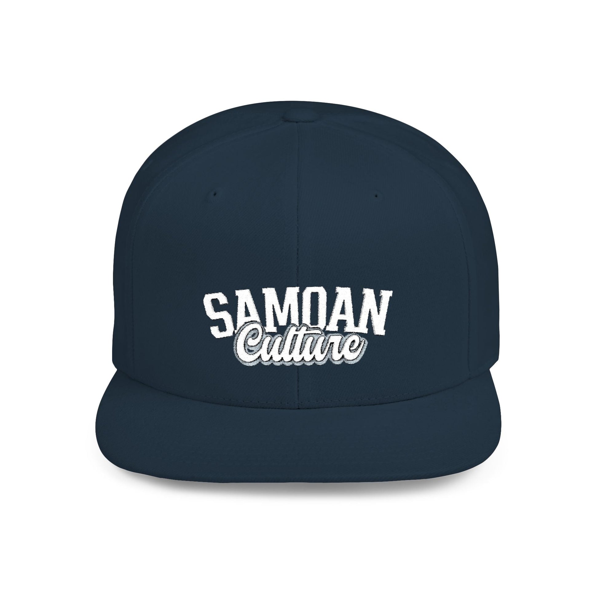 Flat Bill Snapback Hat - Samoa Culture - White & Grey Embroidery - AU/NZ/USA - The Koko Samoa