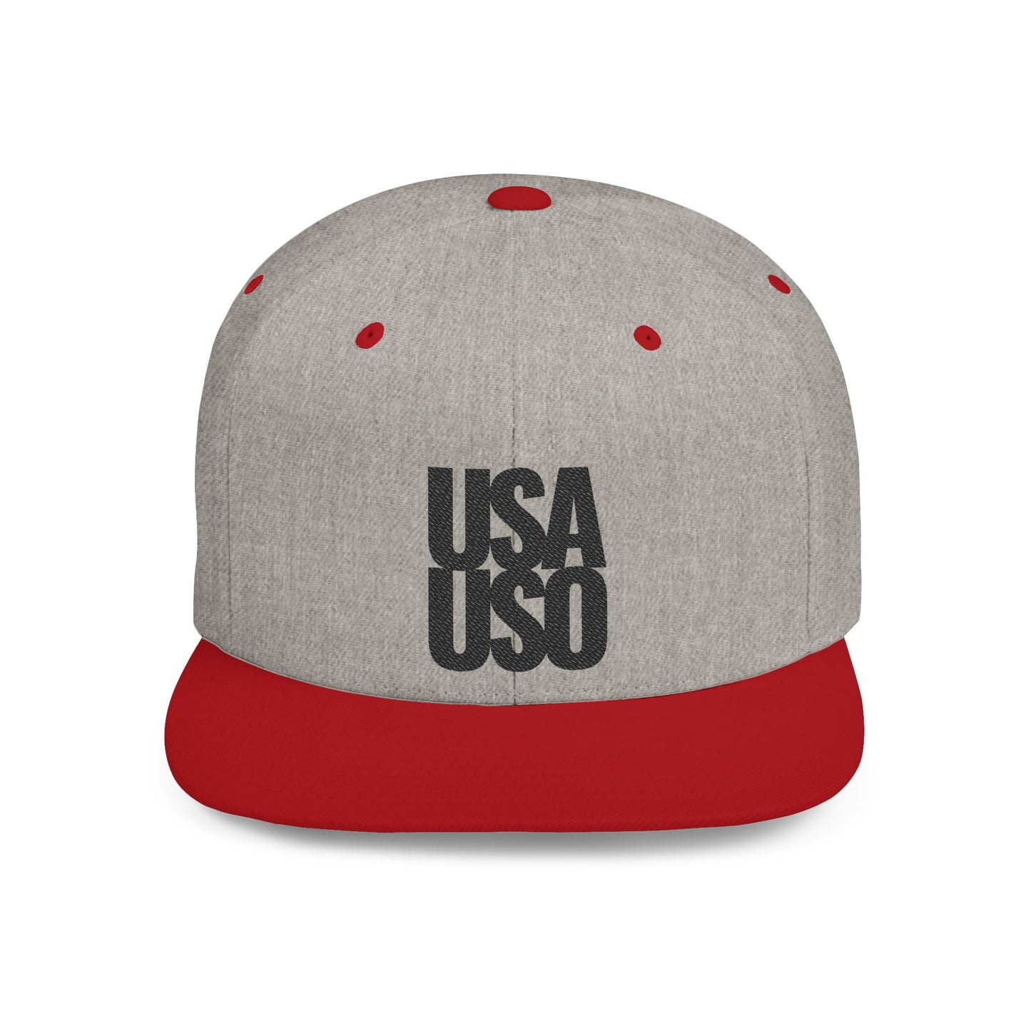 Flat Bill Snapback Hat - USA USO - Black - The Koko Samoa