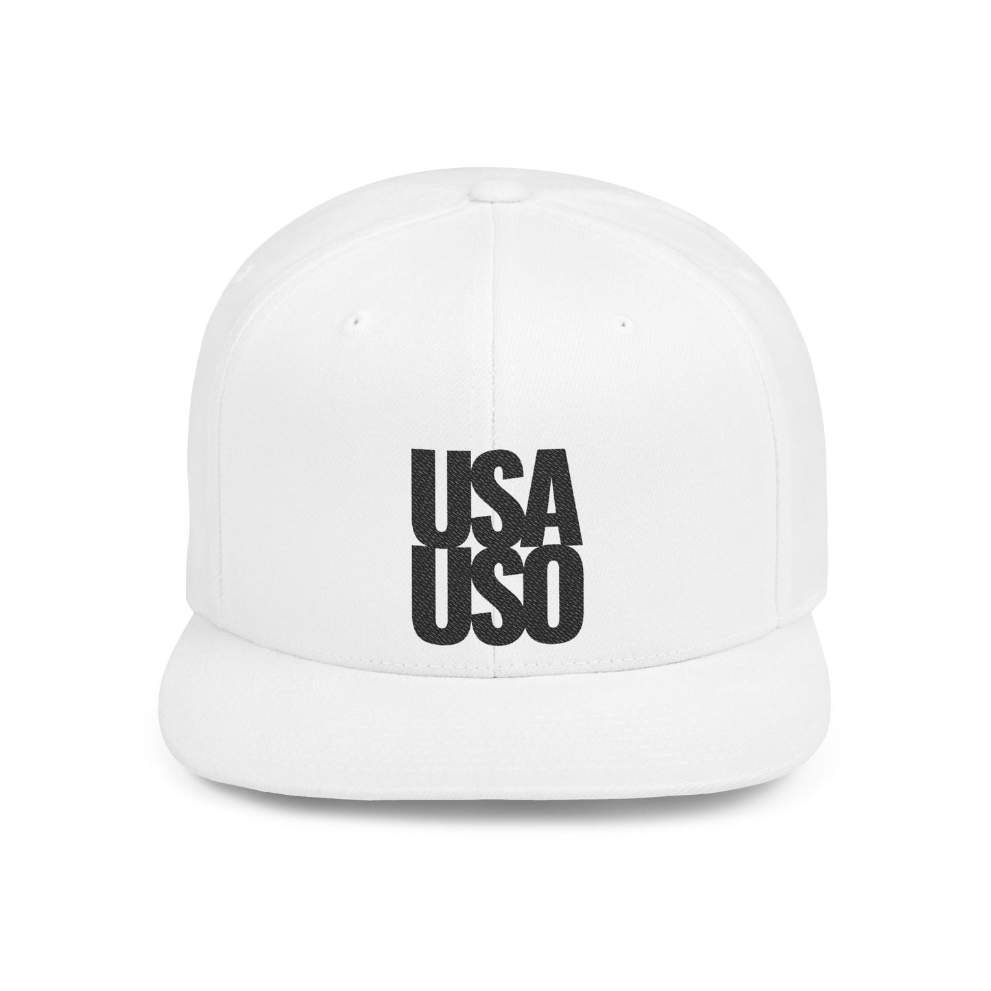 Flat Bill Snapback Hat - USA USO - Black - The Koko Samoa