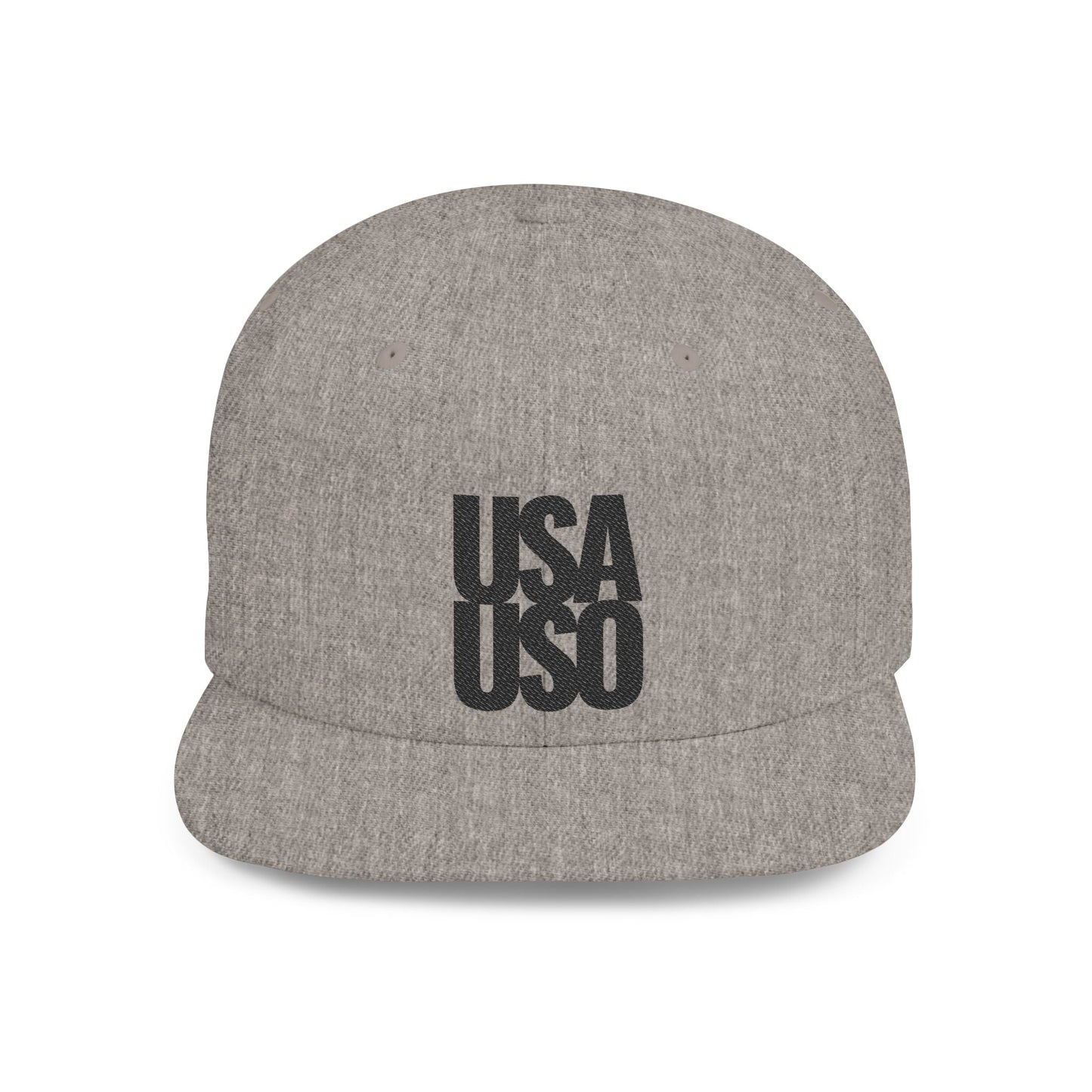Flat Bill Snapback Hat - USA USO - Black - The Koko Samoa