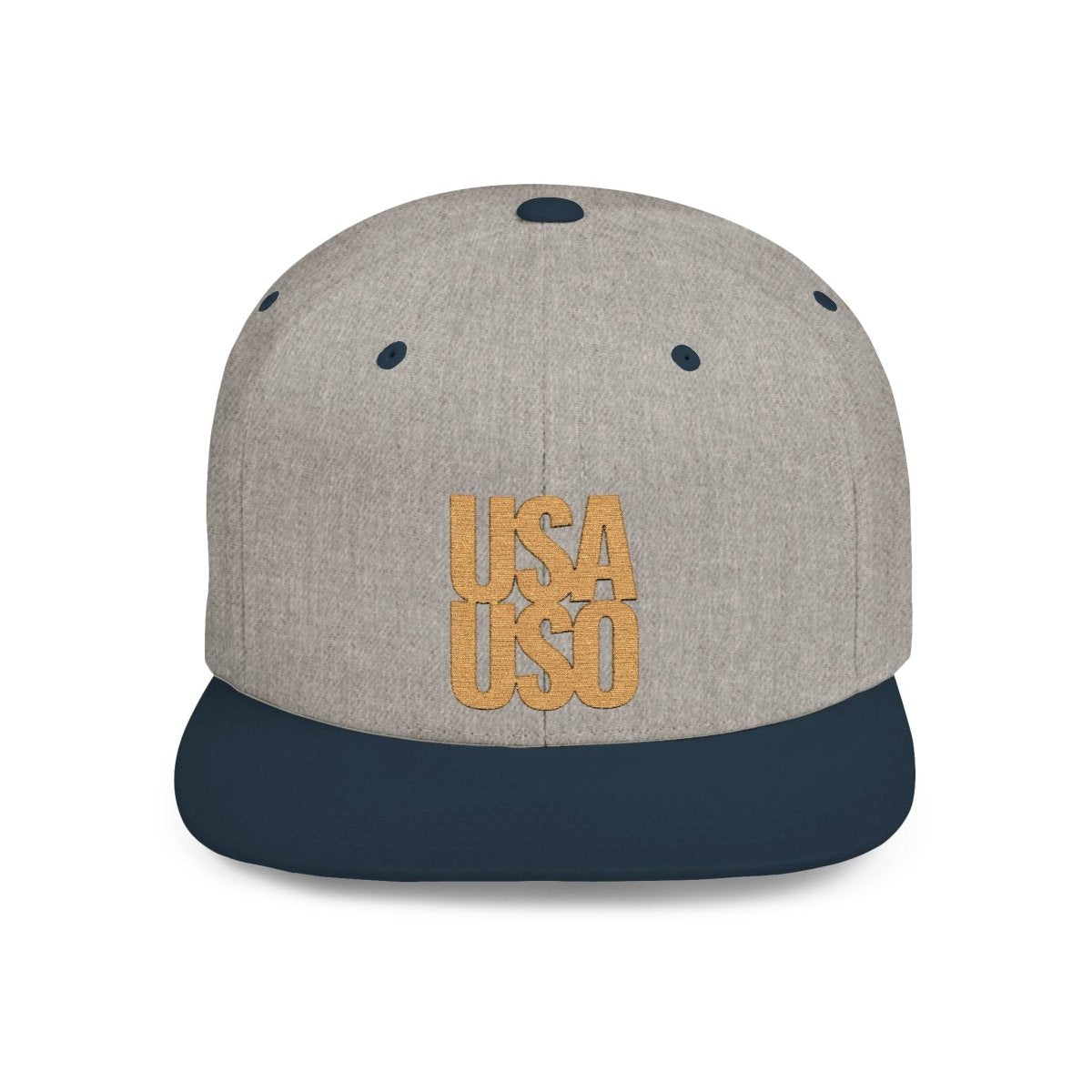 Flat Bill Snapback Hat — USA USO - Gold Embroidery - AU/NZ/USA - The Koko Samoa