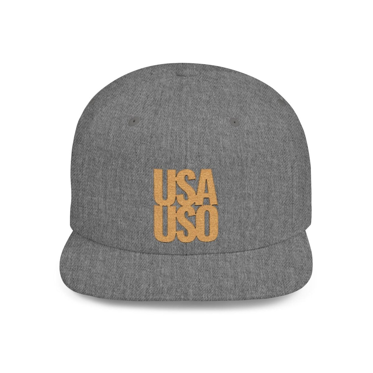Flat Bill Snapback Hat — USA USO - Gold Embroidery - AU/NZ/USA - The Koko Samoa