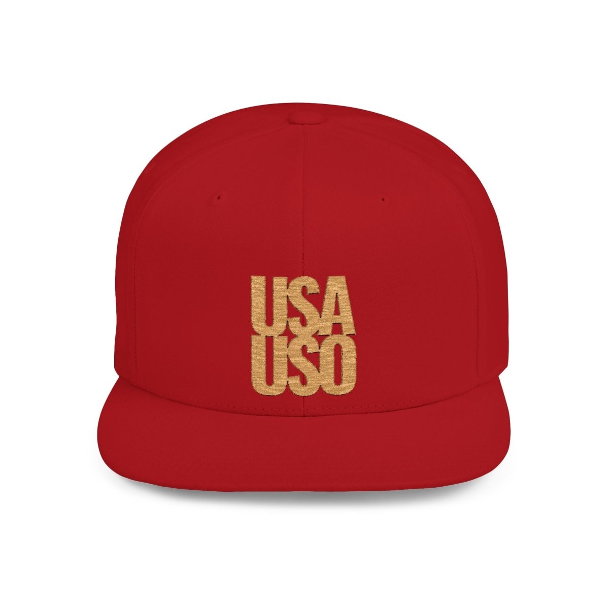 Flat Bill Snapback Hat — USA USO - Gold Embroidery - AU/NZ/USA - The Koko Samoa