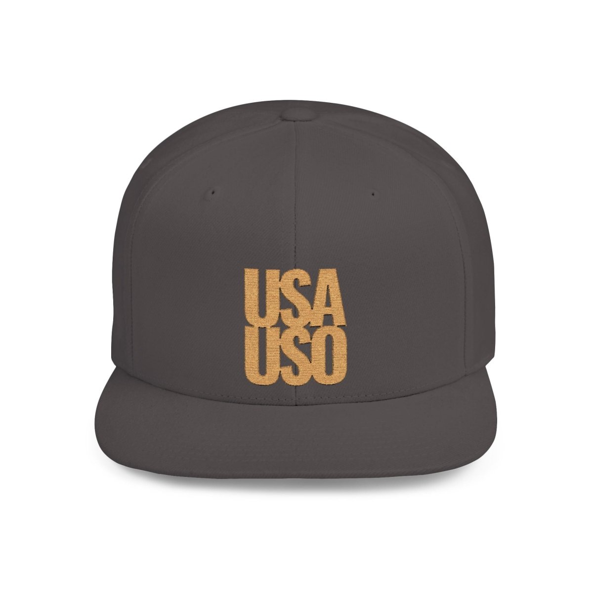 Flat Bill Snapback Hat — USA USO - Gold Embroidery - AU/NZ/USA - The Koko Samoa
