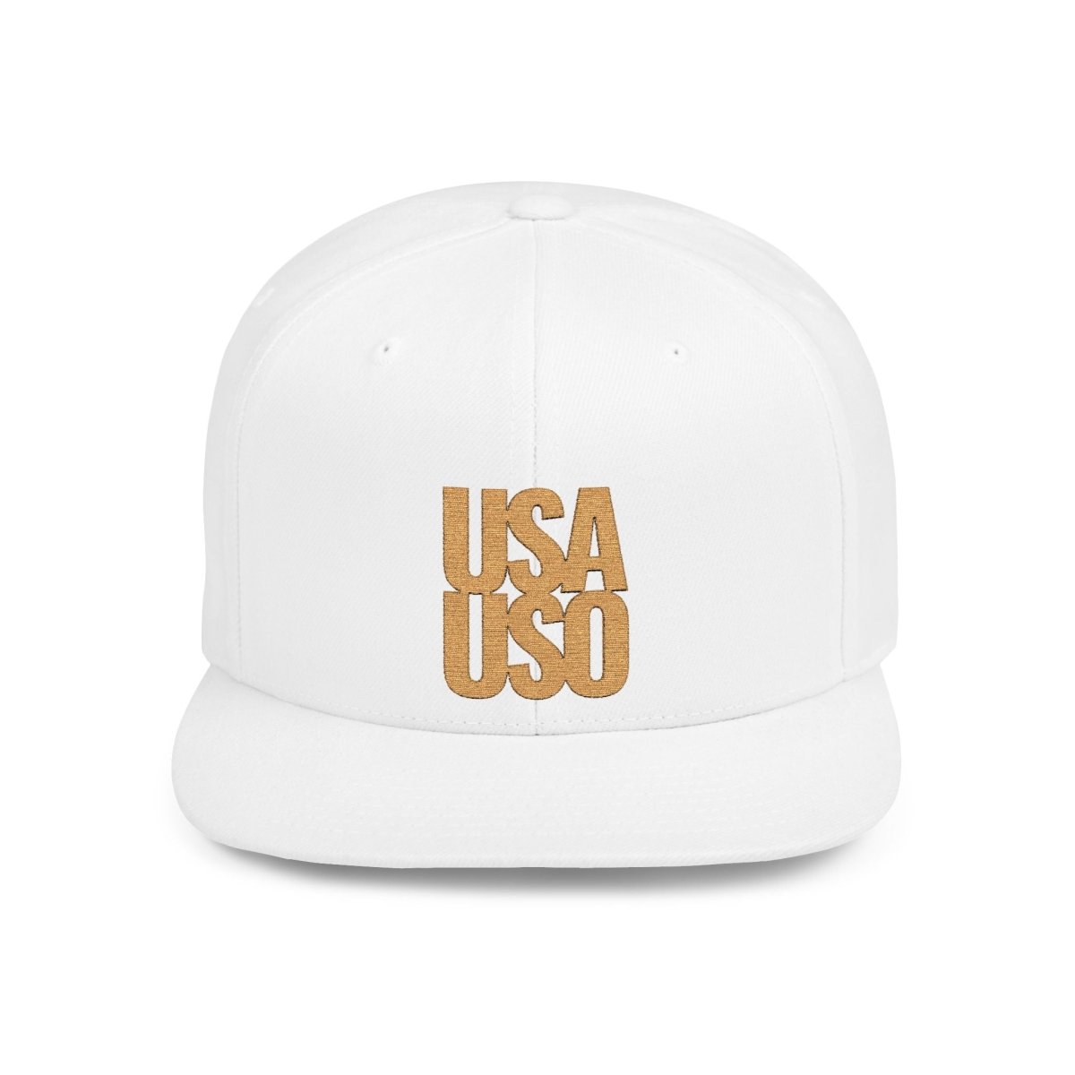 Flat Bill Snapback Hat — USA USO - Gold Embroidery - AU/NZ/USA - The Koko Samoa
