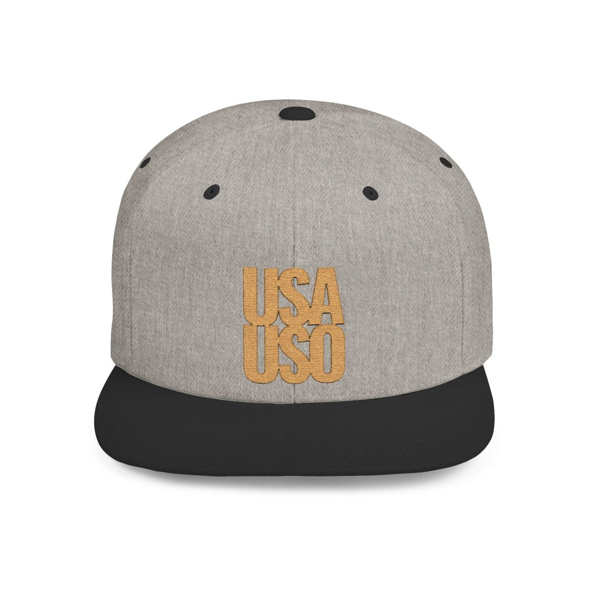 Flat Bill Snapback Hat — USA USO - Gold Embroidery - AU/NZ/USA - The Koko Samoa