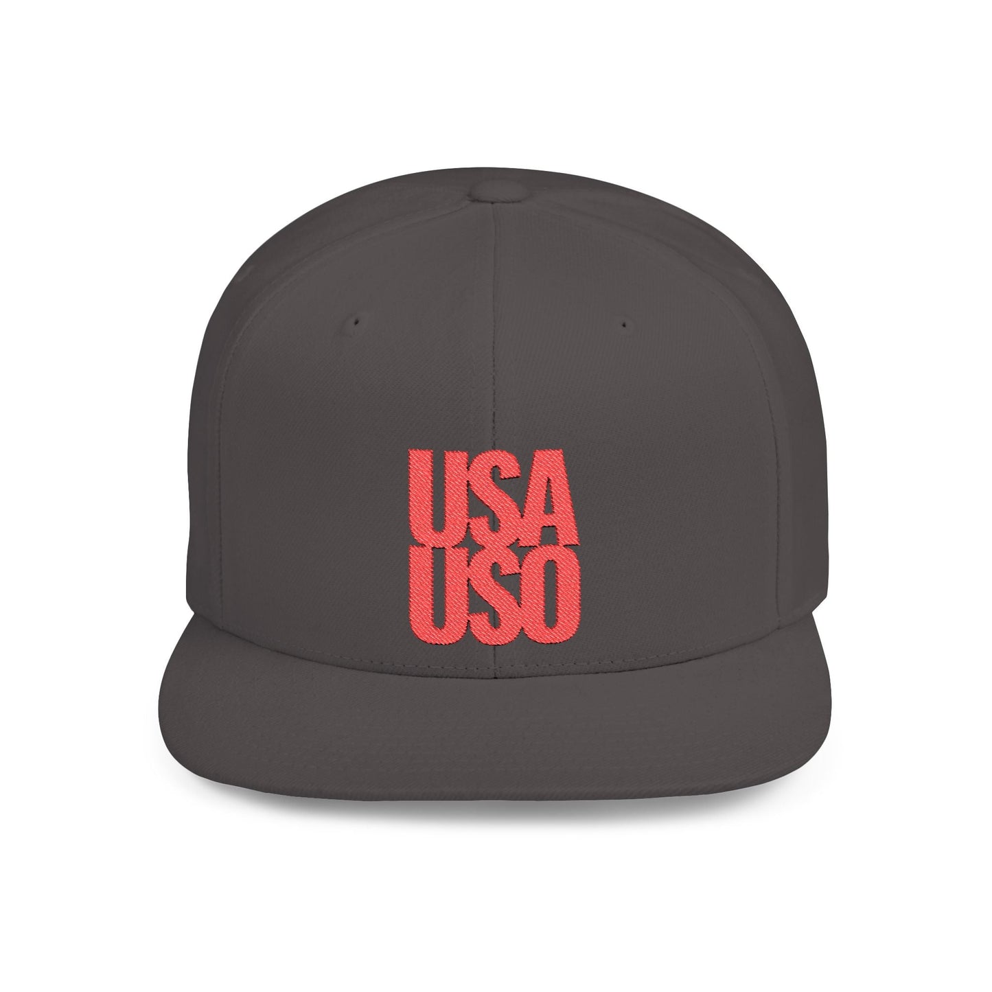 Flat Bill Snapback Hat - USA USO - Red Embroidery - AU/NZ/USA - The Koko Samoa