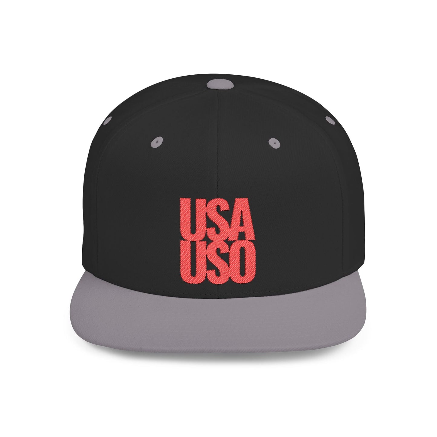 Flat Bill Snapback Hat - USA USO - Red Embroidery - AU/NZ/USA - The Koko Samoa