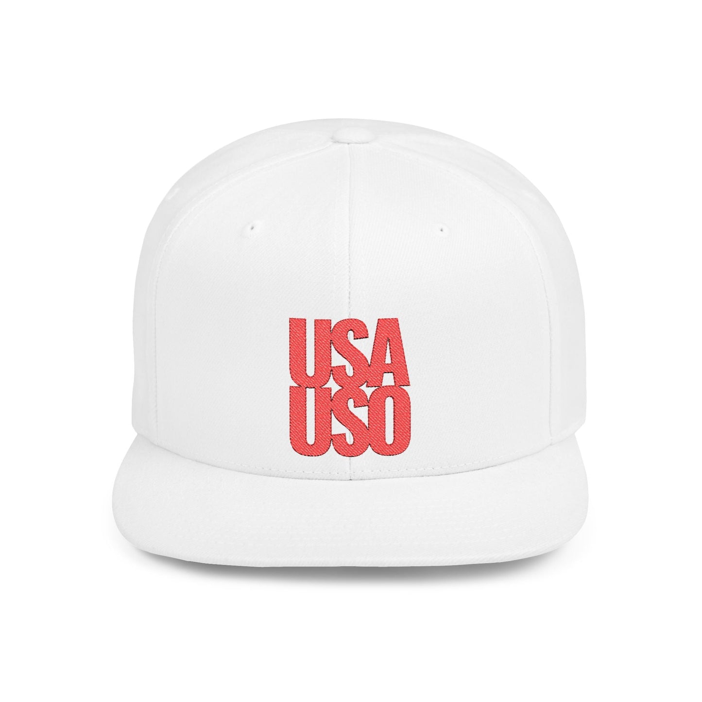 Flat Bill Snapback Hat - USA USO - Red Embroidery - AU/NZ/USA - The Koko Samoa