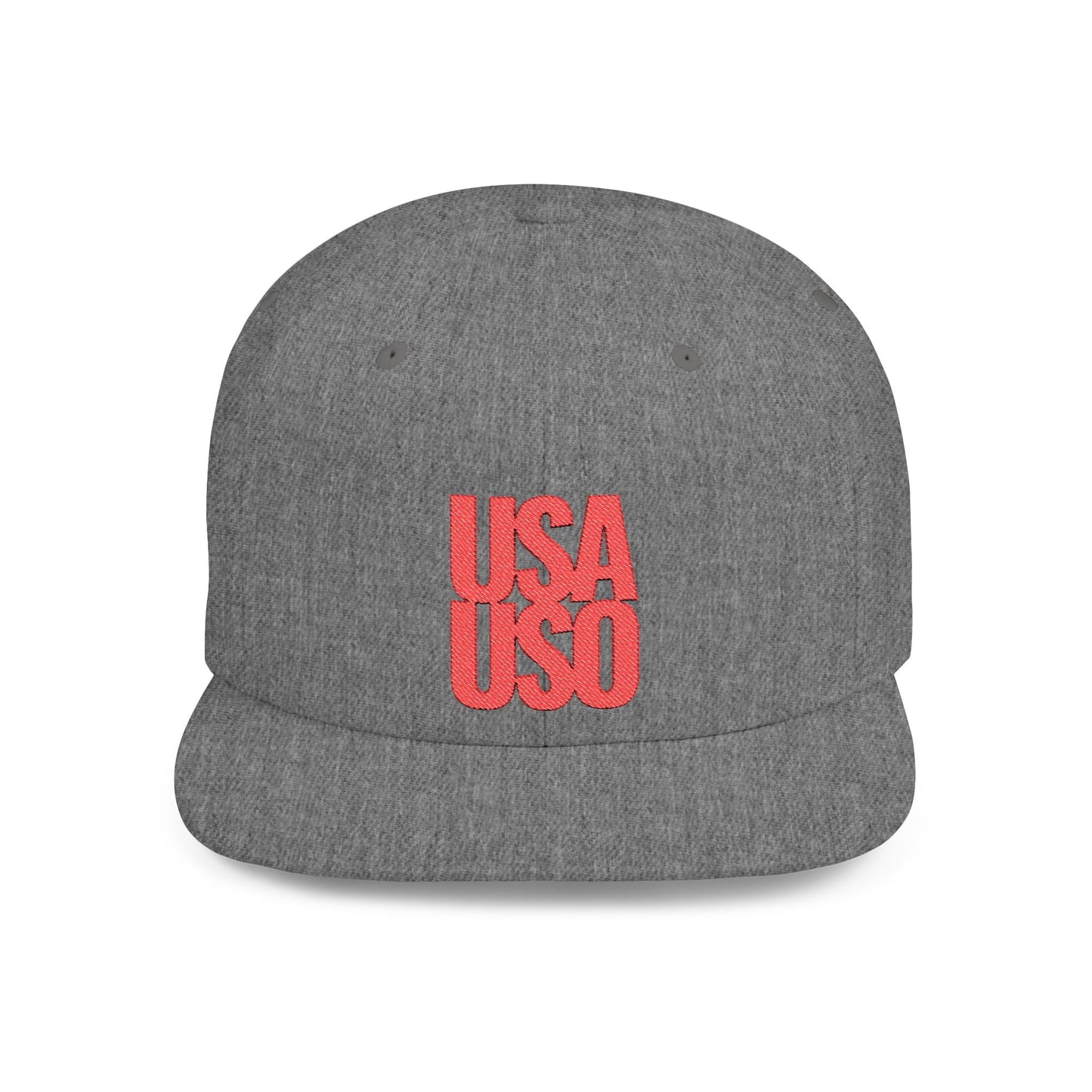Flat Bill Snapback Hat - USA USO - Red Embroidery - AU/NZ/USA - The Koko Samoa