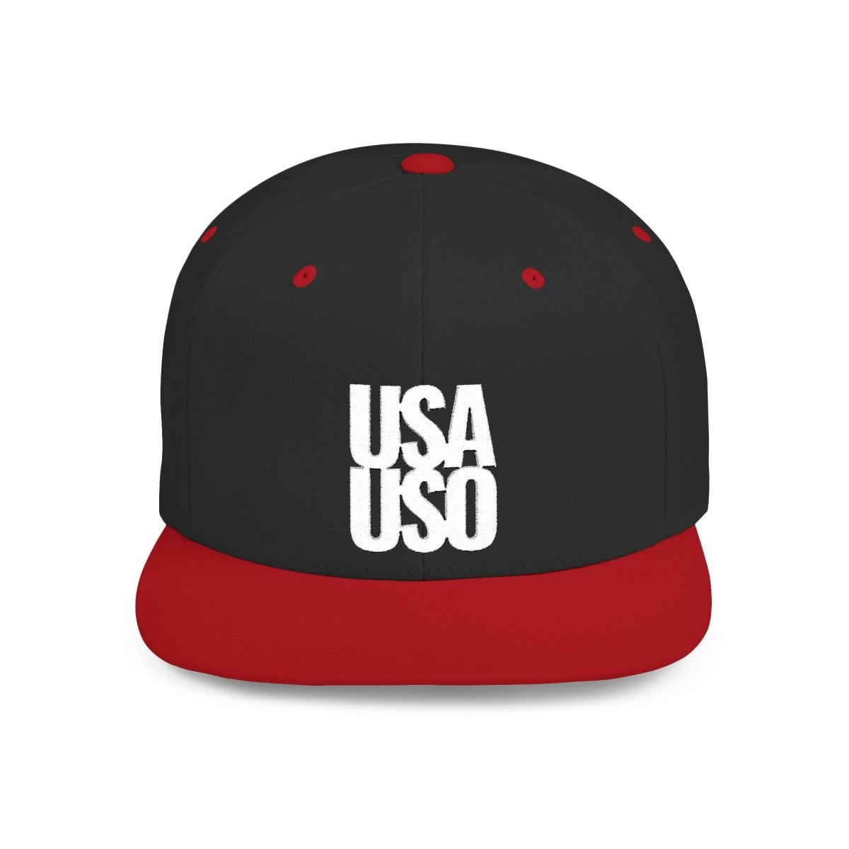 Flat Bill Snapback Hat — USA USO - White Embroidery - AU/NZ/USA - The Koko Samoa