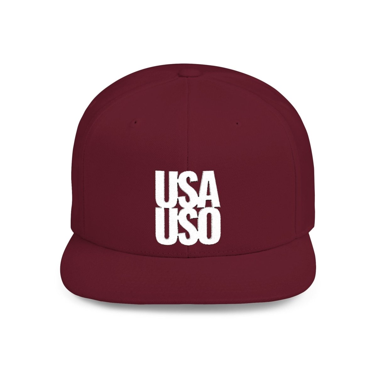 Flat Bill Snapback Hat — USA USO - White Embroidery - AU/NZ/USA - The Koko Samoa