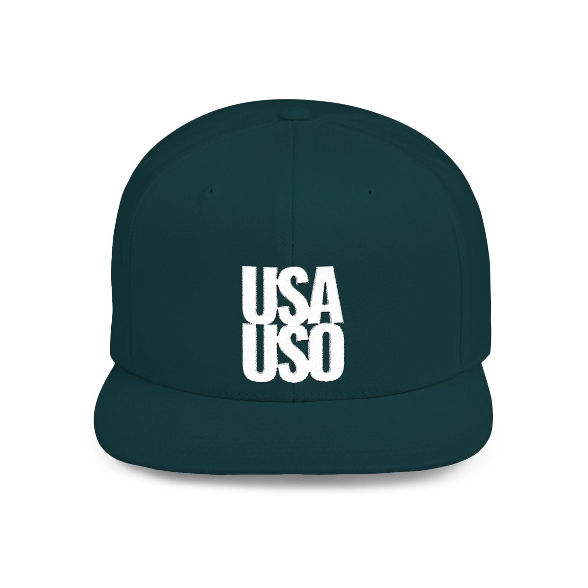 Flat Bill Snapback Hat — USA USO - White Embroidery - AU/NZ/USA - The Koko Samoa