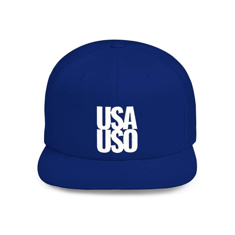 Flat Bill Snapback Hat - USA USO - White - The Koko Samoa