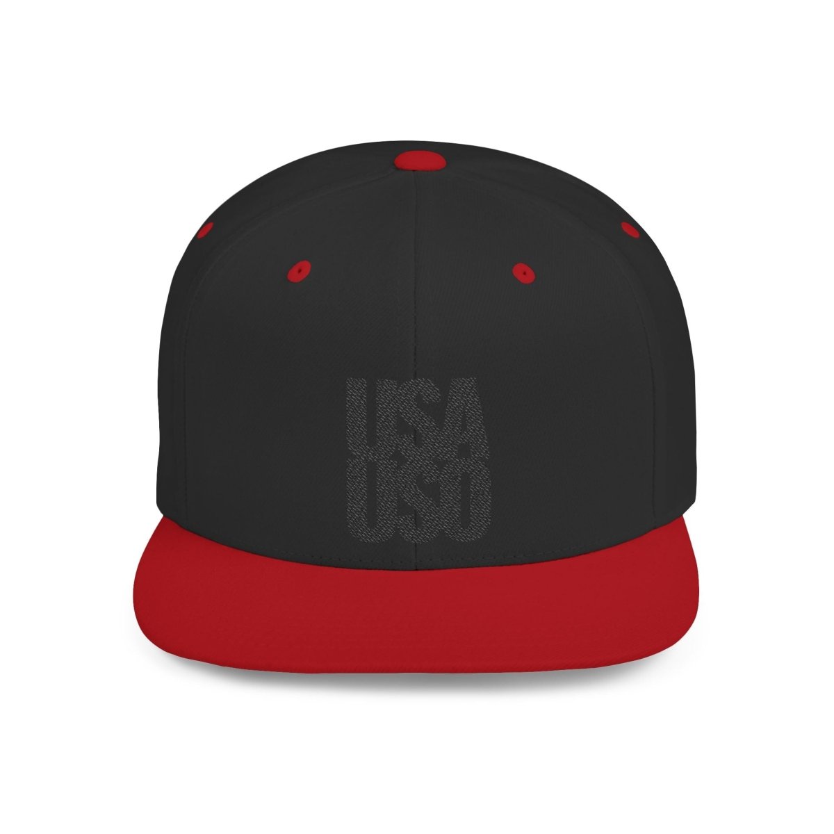 Flat Bill Snapback Hat - USAUSO - Black Embroidery - AU/NZ/USA - The Koko Samoa