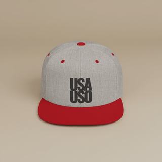 Flat Bill Snapback Hat - USAUSO - Black Embroidery - AU/NZ/USA - The Koko Samoa