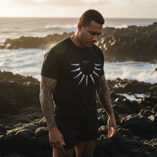 Black heavy unisex tee with the Ula Nifo print, The Koko Samoa