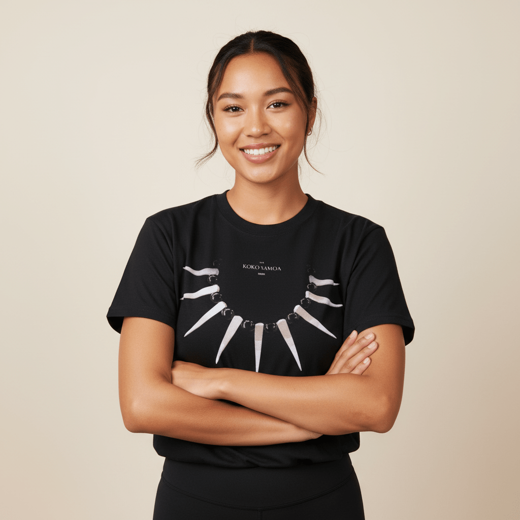 Black heavy unisex tee with the Ula Nifo print, The Koko Samoa