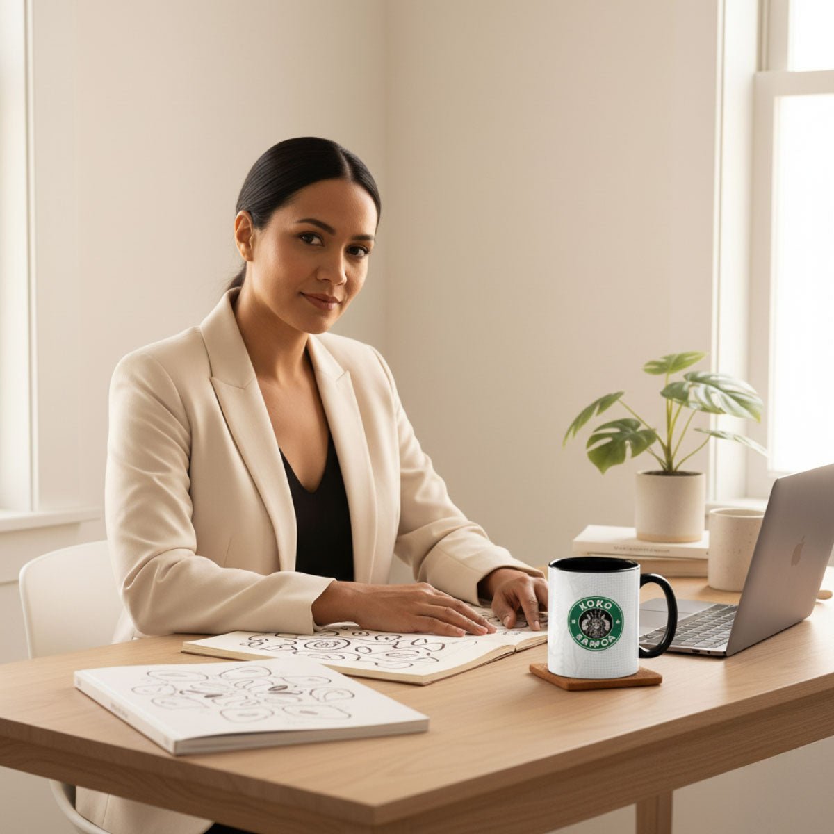 Black LimaLuxe™ 325ml Koko Samoa mug by Prima Printing, featuring a sleek design and bold branding.