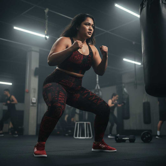 IslandFlex Mid - Rise Leggings - Elei Red - AU/NZ/USA - The Koko Samoa