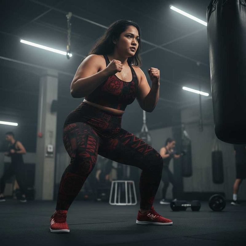 IslandFlex Mid - Rise Leggings - Elei Red - AU/NZ/USA - The Koko Samoa