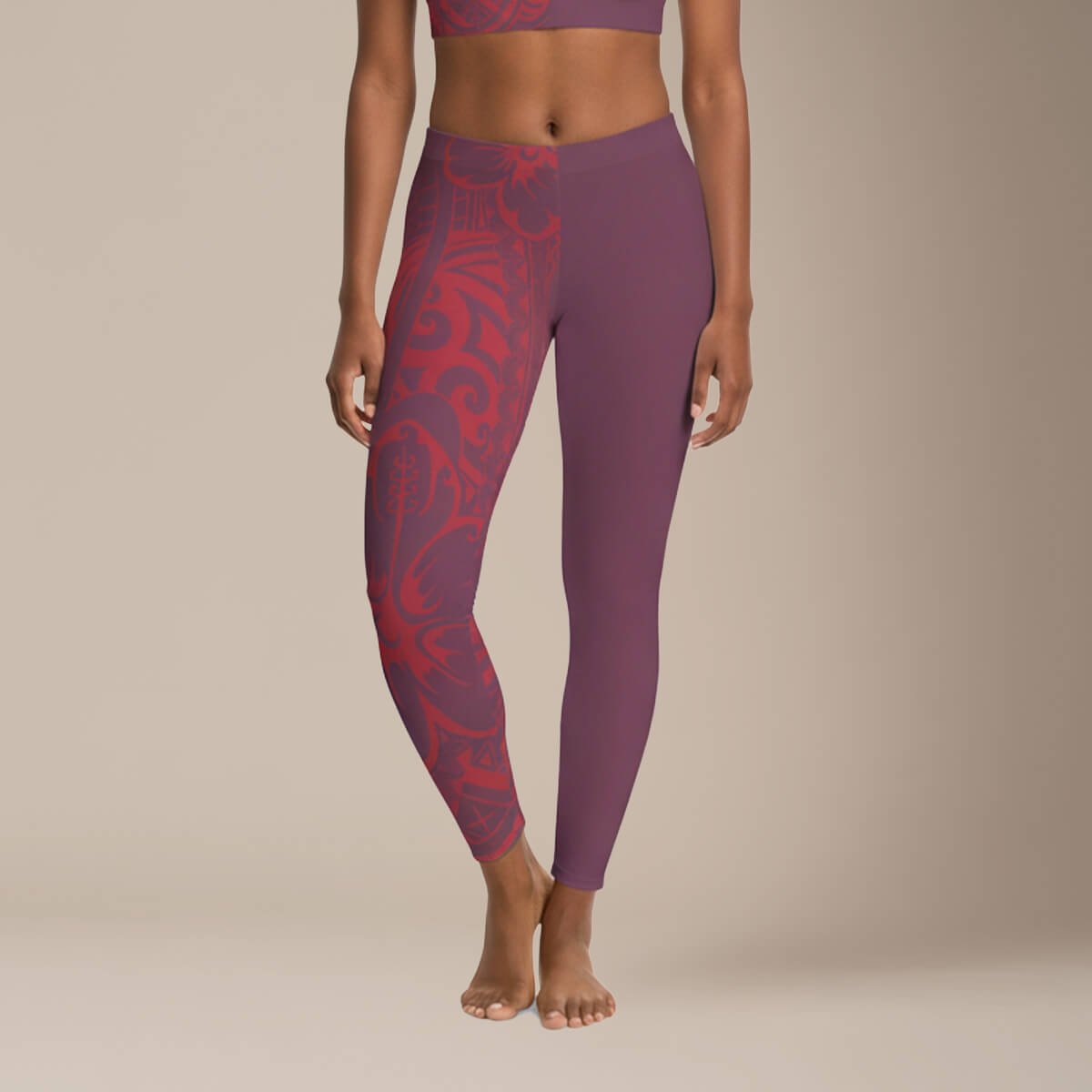 IslandFlex Mid - Rise Leggings - Winterberry Red - AU/NZ/USA - The Koko Samoa