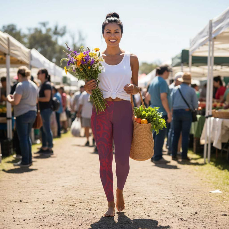 IslandPlus - 2XL to 6XL Leggings - Winterberry Red - AU/NZ/USA - The Koko Samoa