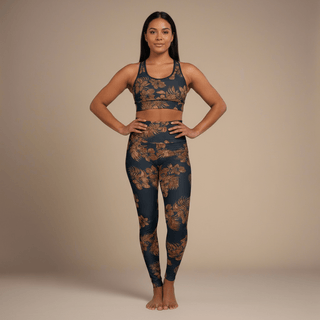 IslandRise high-waisted leggings in Fagaloa Twilight by Miami Sublimation, featuring vibrant tropical print and comfortable fit.