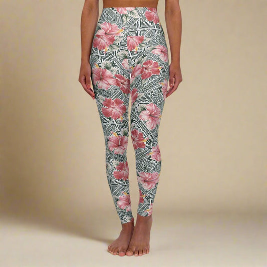 IslandRise High Waisted Leggings - Solosolo Blooms - USA - The Koko Samoa