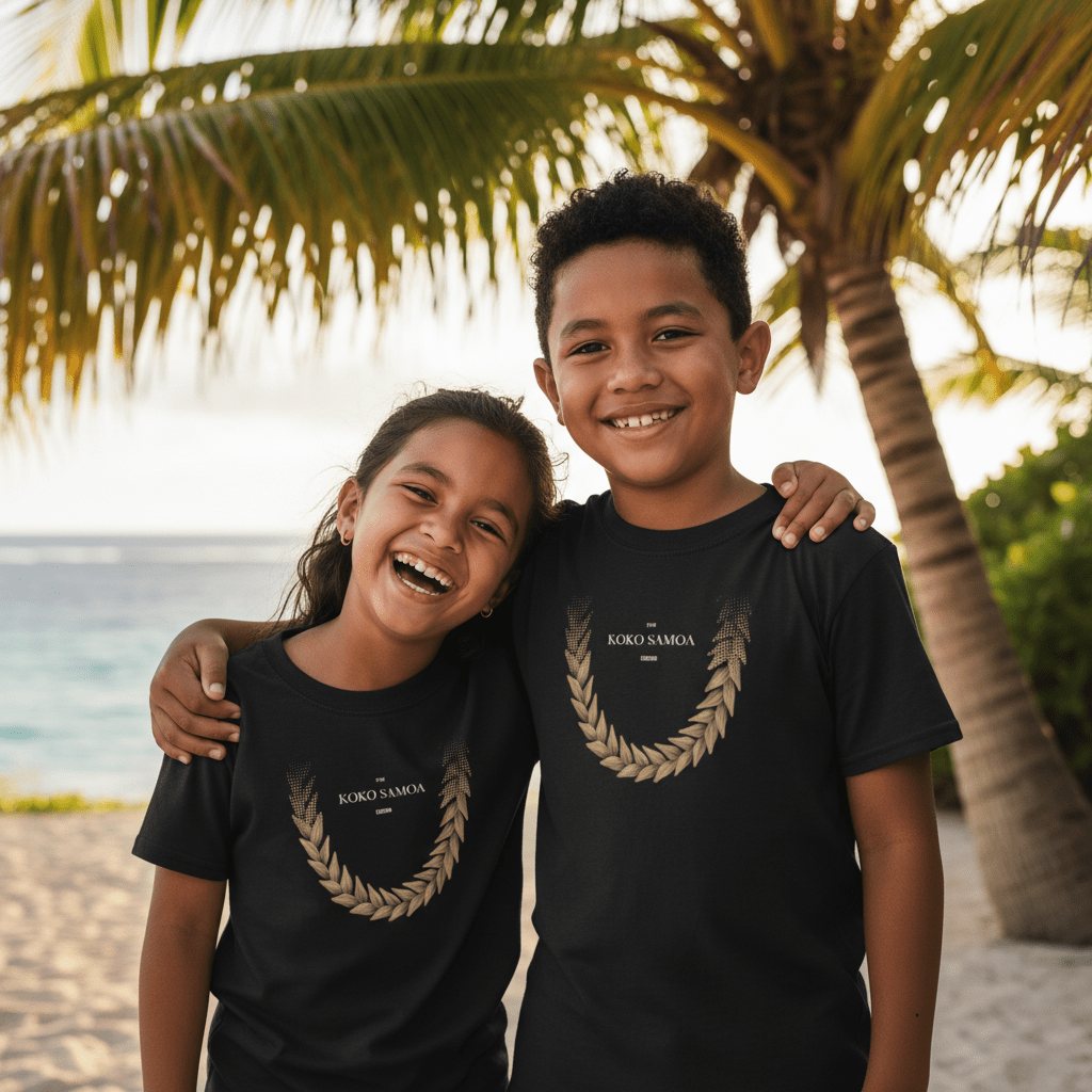 Ula Fala Brown kids tee, The Koko Samoa