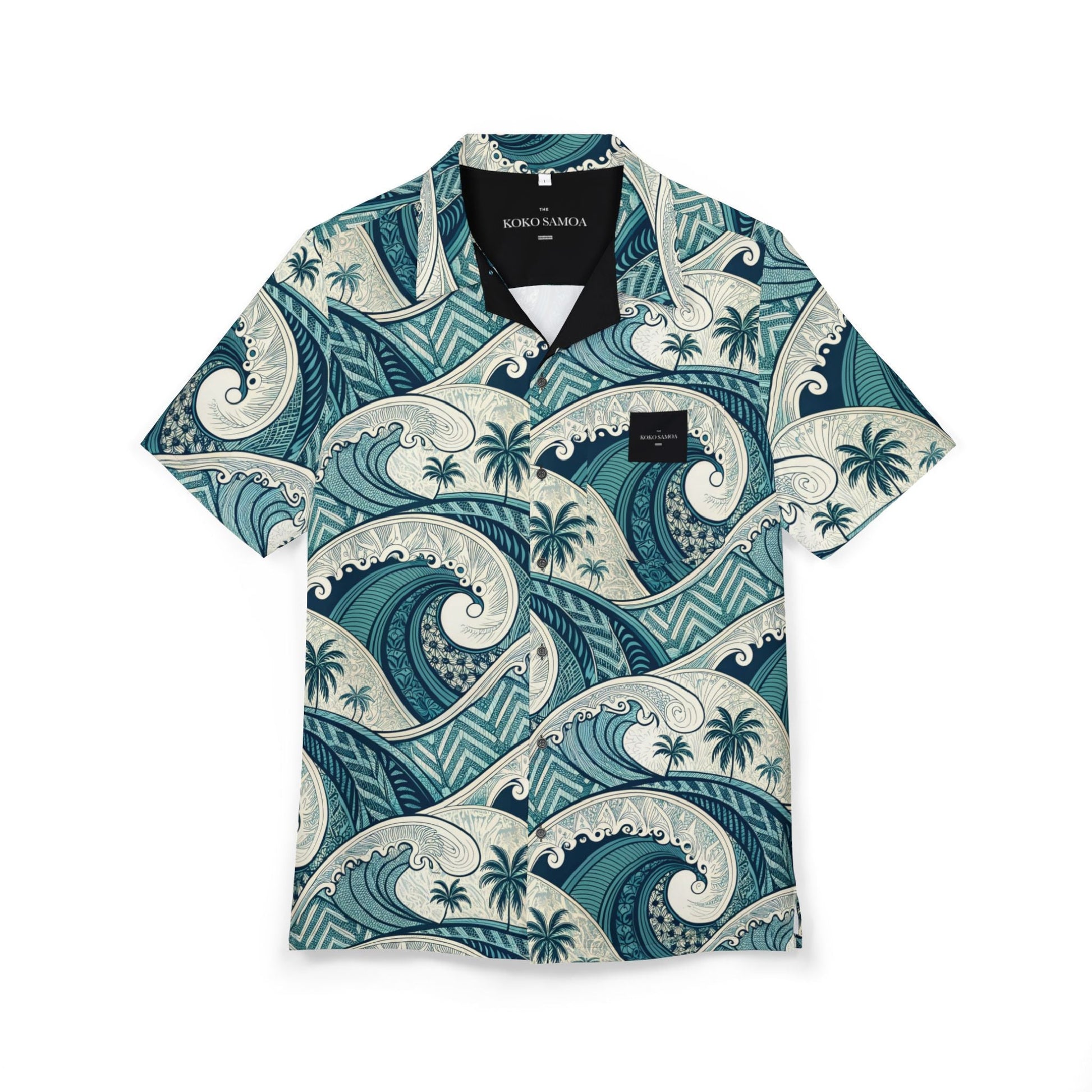 KoaTech™ - Hawaiian Button - Down Shirt - Blue Waves - AU/NZ/USA - The Koko Samoa
