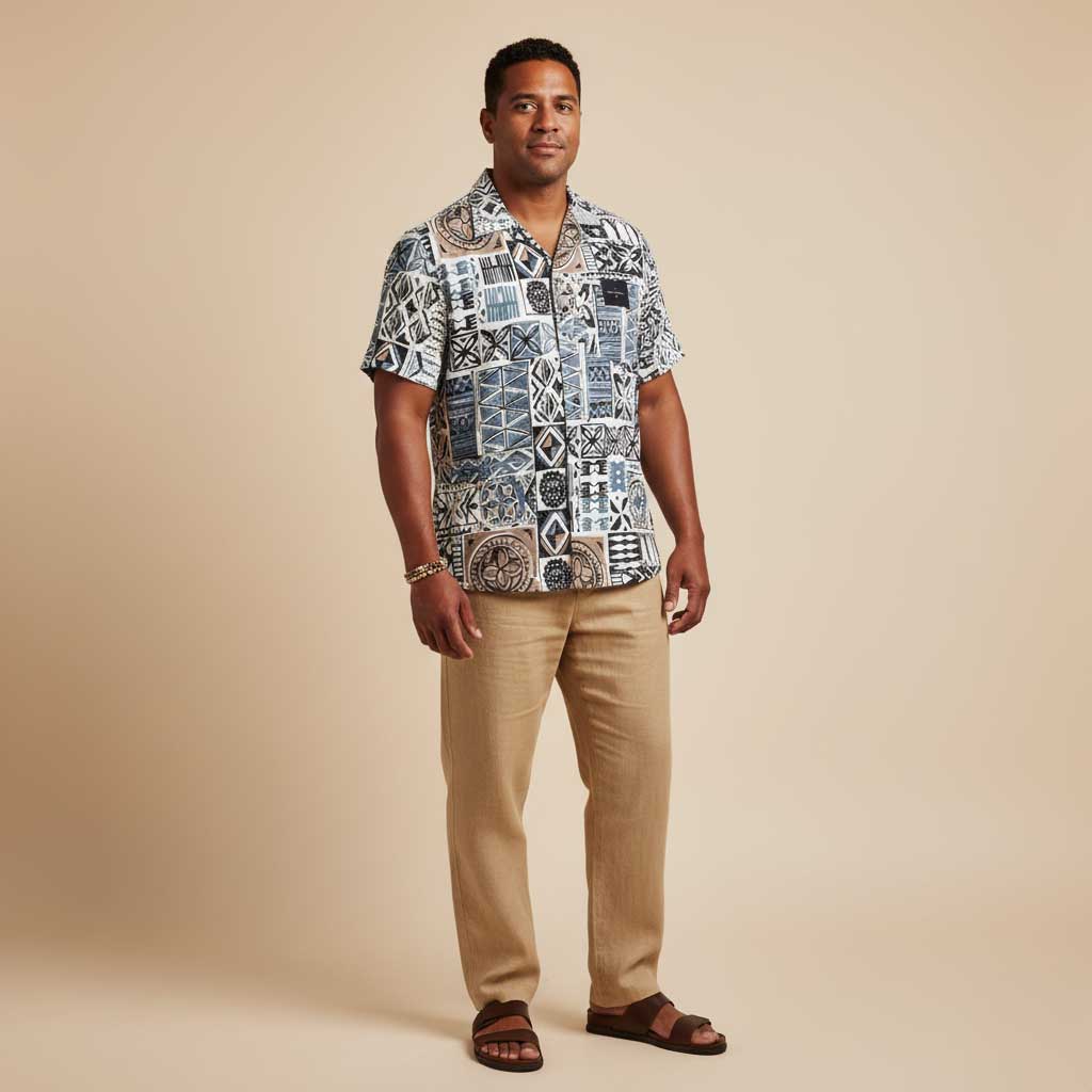 KoaTech™ - Hawaiian Button-Down Shirt - Elei Steel - AU/NZ/USA