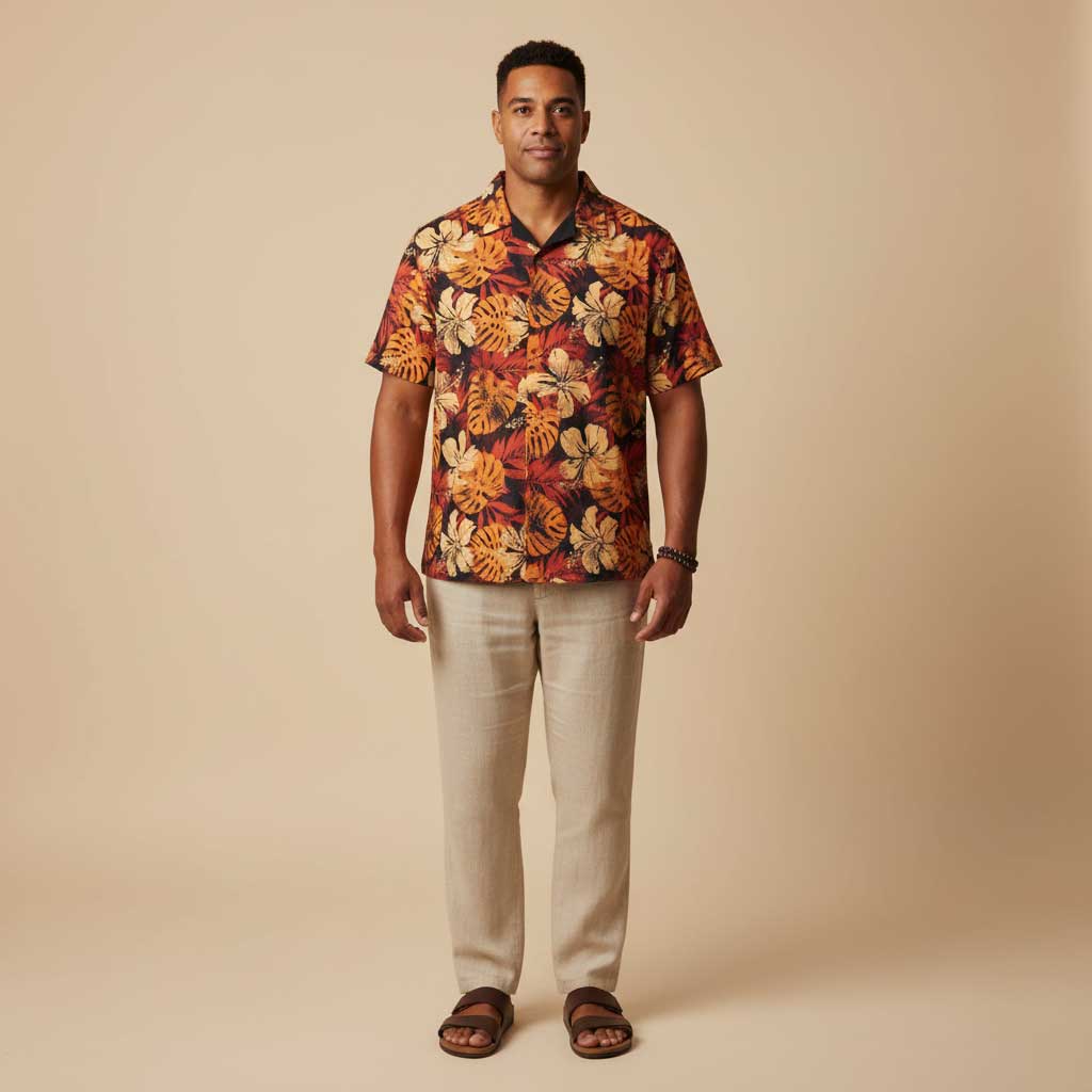 KoaTech™ - Hawaiian Button-Down Shirt - Lalomanu Ember - AU/NZ/USA