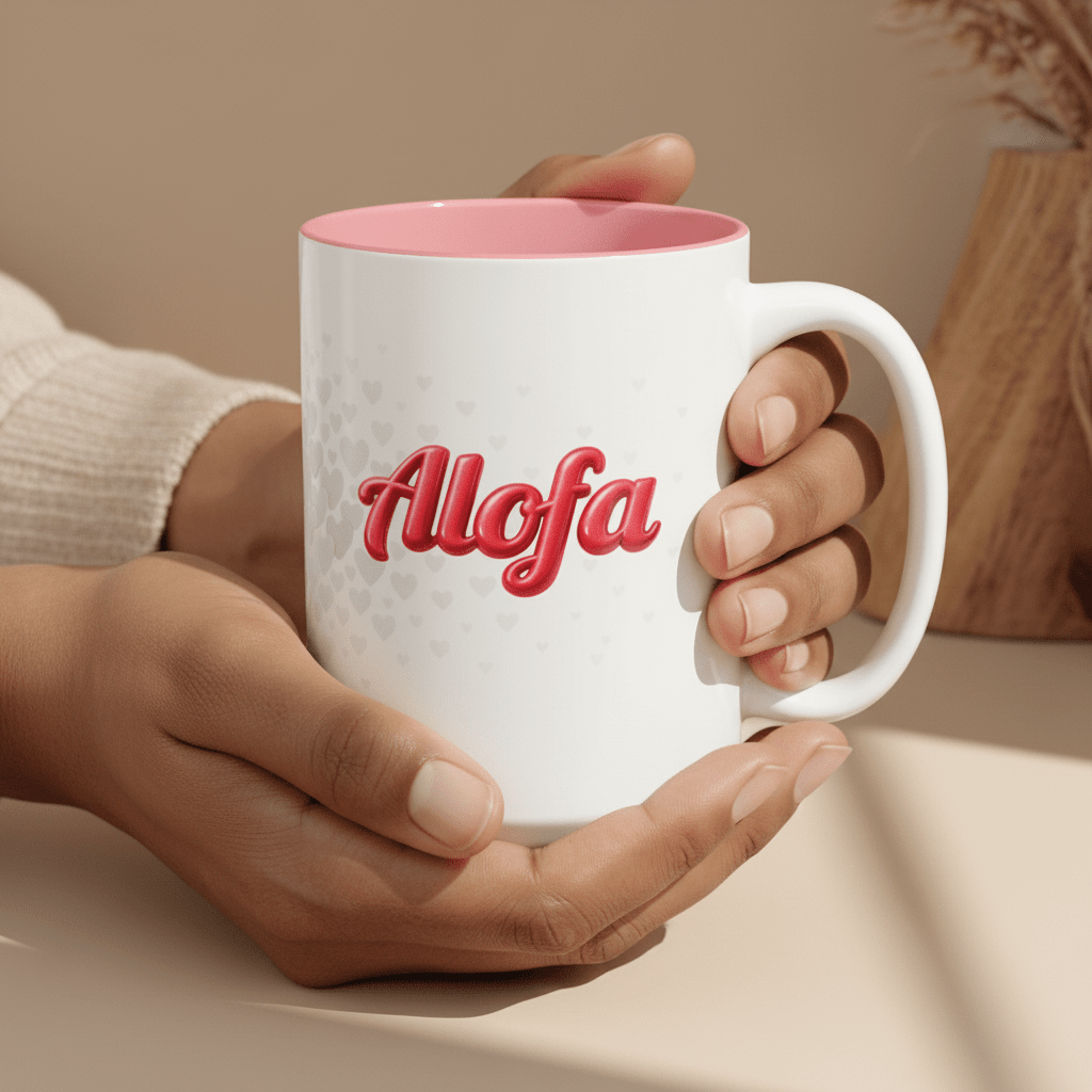 LimaLuxe™ 11oz Mug featuring Alofa design, with vibrant colors and detailed artwork, made by Imagine Your Photos.