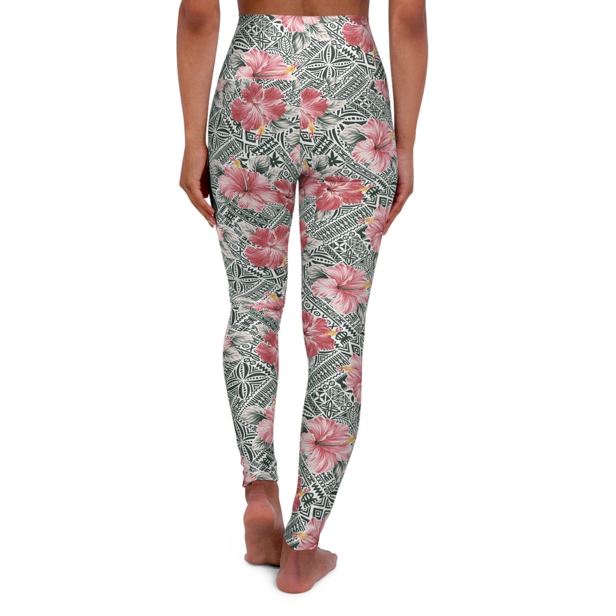 Miami Sublimation IslandRise high-waisted leggings featuring Solosolo Blooms design, shown in XS size with vibrant floral print.