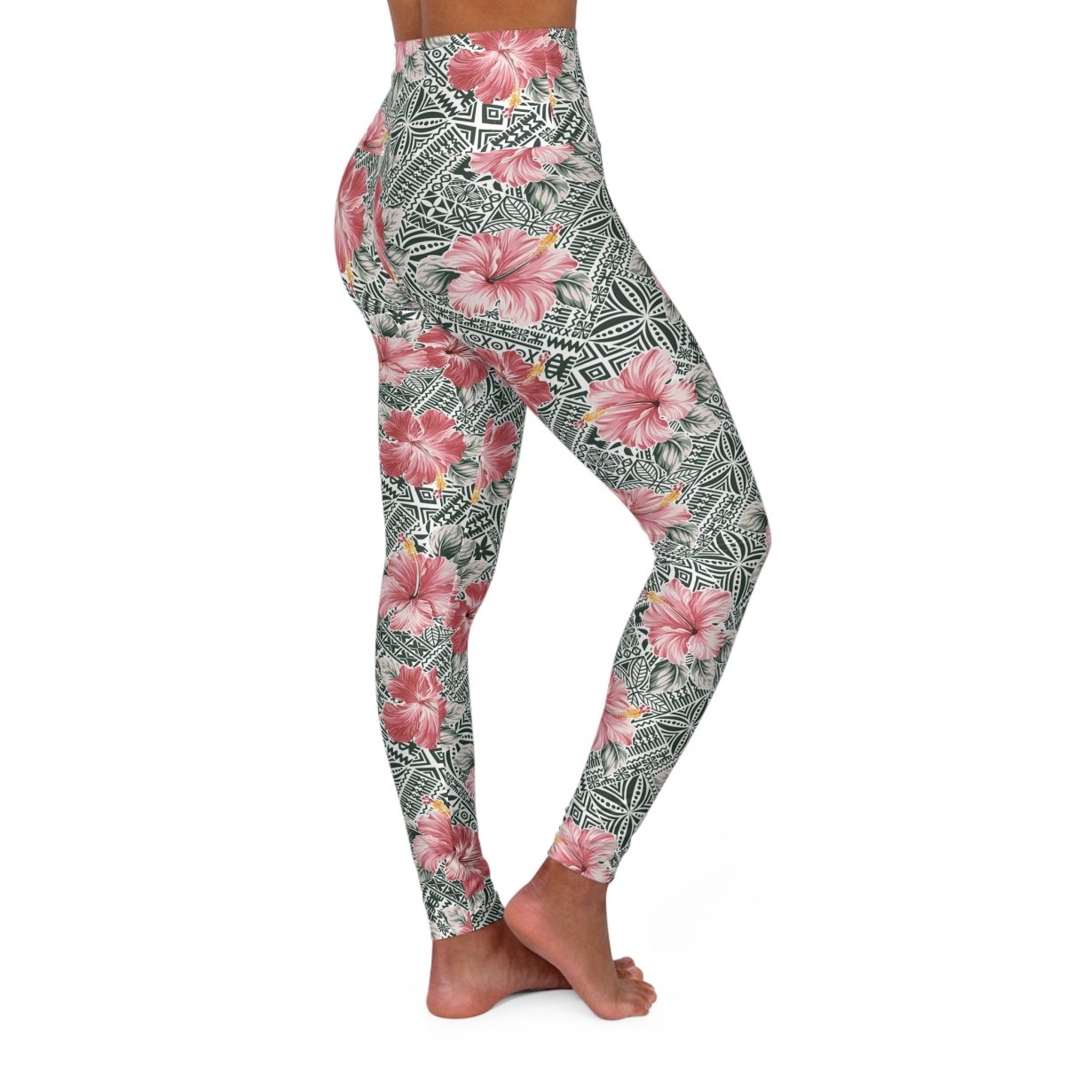 Miami Sublimation IslandRise high-waisted leggings with Solosolo Blooms design, featuring vibrant floral patterns on stretchy fabric.