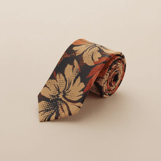 Lalomanu necktie, stylish accessories for AU, NZ, and USA, featuring vibrant tropical leaf print on a versatile one-size tie