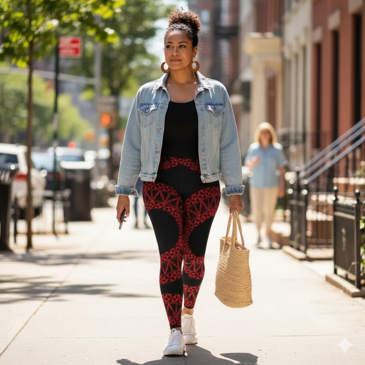 PasifikaOne Mid-Rise Leggings - Tonga Black Red - AU/NZ/USA