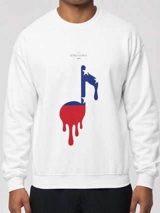 Unisex Heavy Sweatshirt - Samoan Note on a light grey studio background