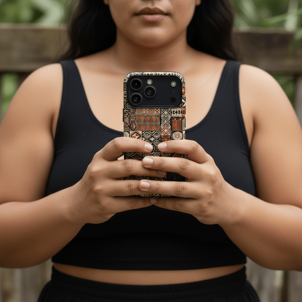 Tough Phone Case Elei for AU, NZ, and USA, featuring colorful Koko Samoa design and durable protective material.
