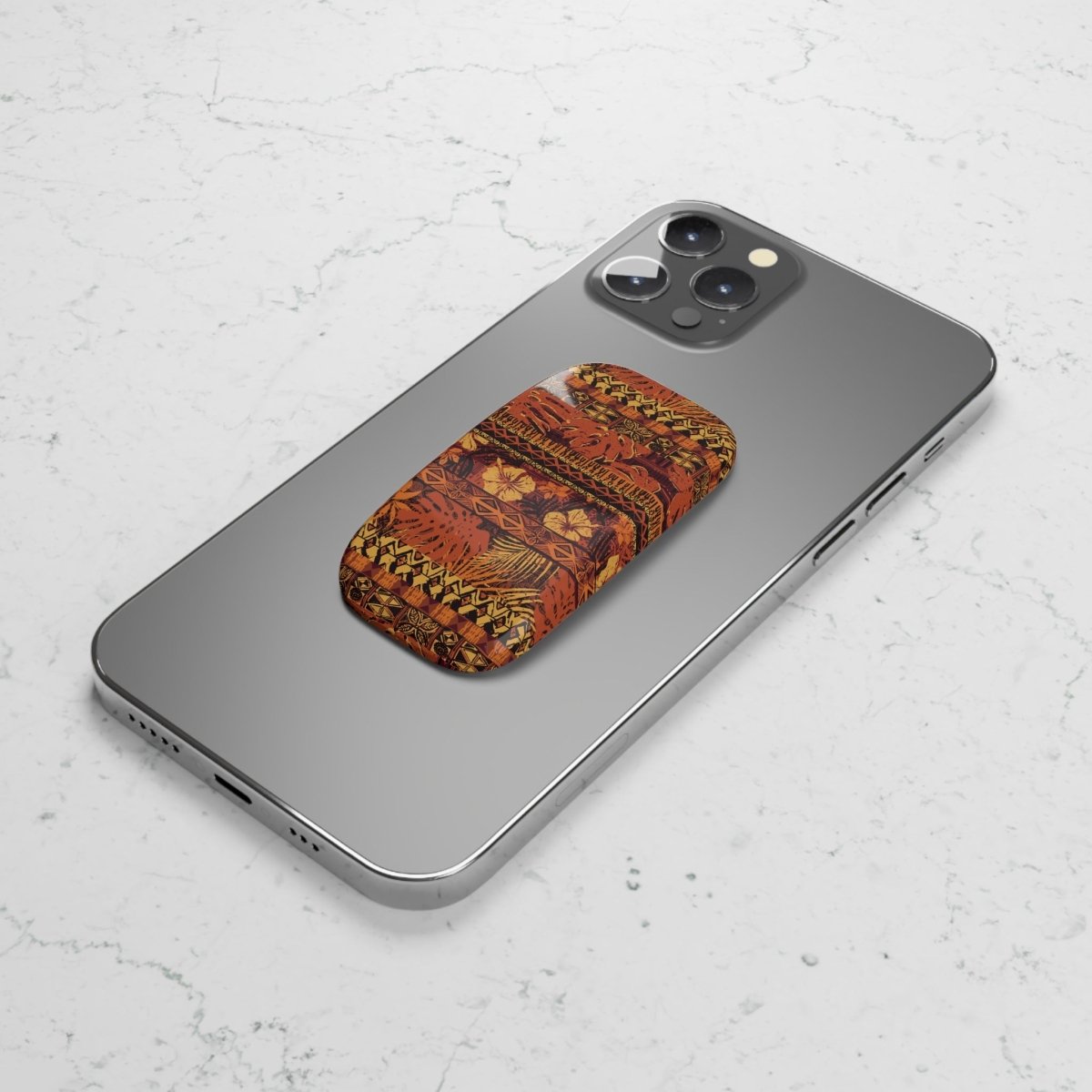 White glossy Poutasi Promise phone grip stand by WOYC, a versatile accessory for secure phone handling in AU, NZ, and USA.